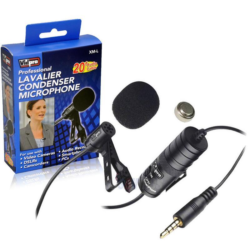 Samsung GALAXY S II GT-I9100 Cell Phone External Microphone Vidpro XM-L Wired Lavalier microphone — 20′ Audio Cable — Transducer type: Electret Condenser