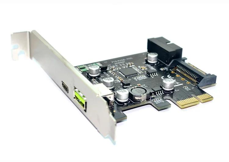 PCI-e To USB3.1 Type-C Expansion Card PCIe To USB 2.4A Fast Charge + 19PIN Front USB Riser Card