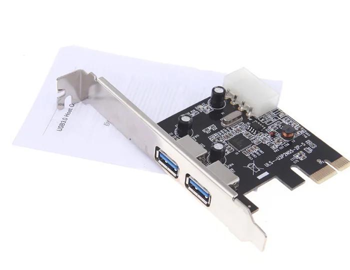 2-Port SuperSpeed USB 3.0 PCI-E PCIE PCI Express 4-pin IDE Connector Adapter usb3.0 Add On Card Low Profile