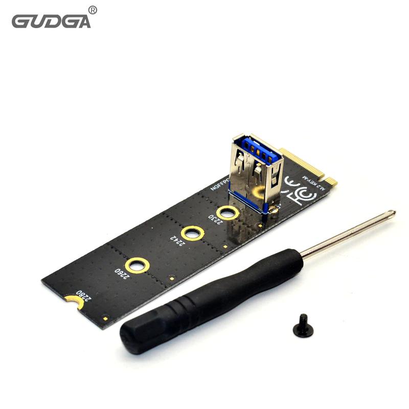 2pcs NGFF to PCI-E Riser Card M2 to PCIe Expansion Card Convertor USB 3.0 Extender Adapter for Graphics Cards BTC Mining Miner