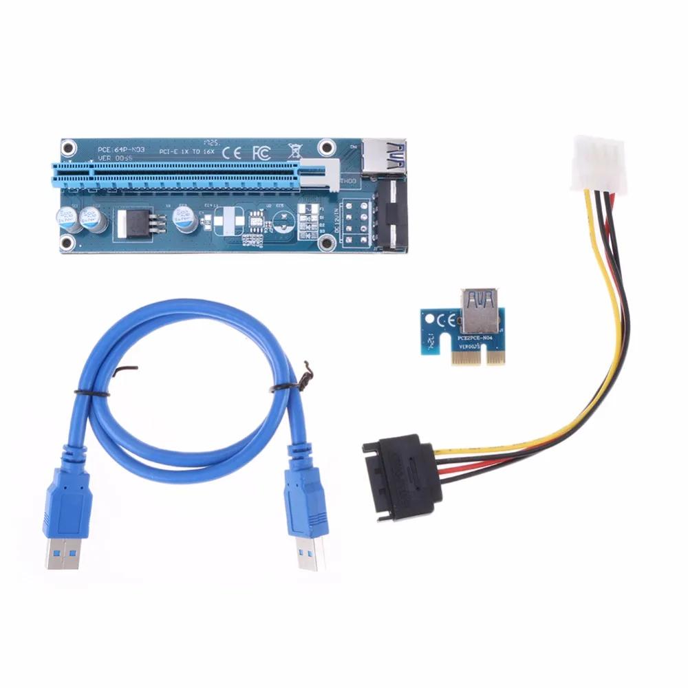 USB3.0 PCIe PCI-E Express 1x to 16x Extender Riser Card Adapter SATA Power Cable 60CM For Any Graphic Card for BTC Miner Machine