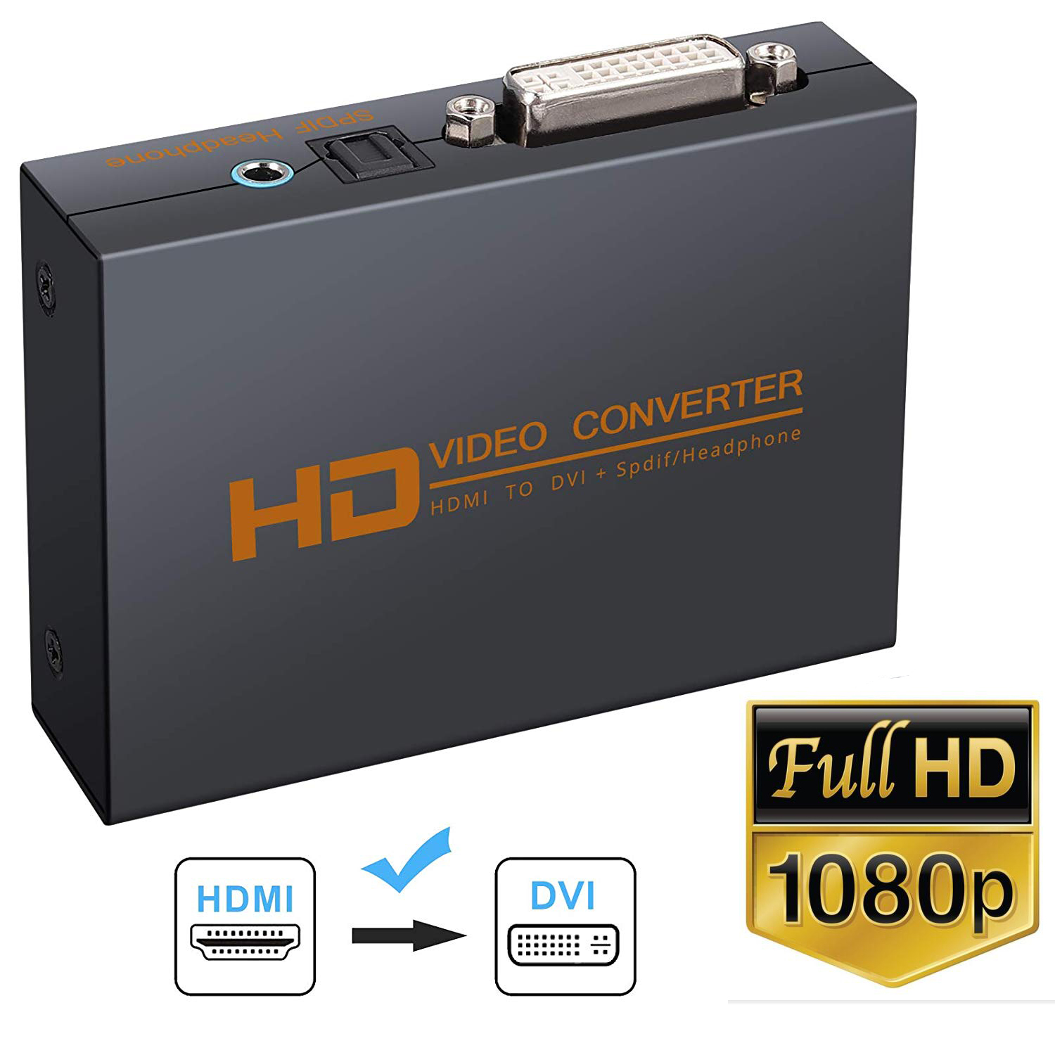 Адаптер HDMI to DVI + Optical TOSLINK SPDIF + 3.5mm Audio Extractor для PS3/4/Xbox/Roku