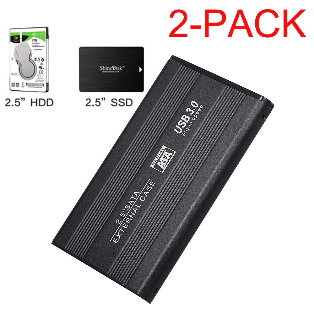 LUOM Upgraded 2.5″ USB 3.0 External Hard Drive Enclosure, USB3.0 to SATA Hard Disk Case for 2.5inch 7mm 9.5mm SSD HDD, Tool Free 5Gbps Support UASP Max 3TB Case, 2-Pack