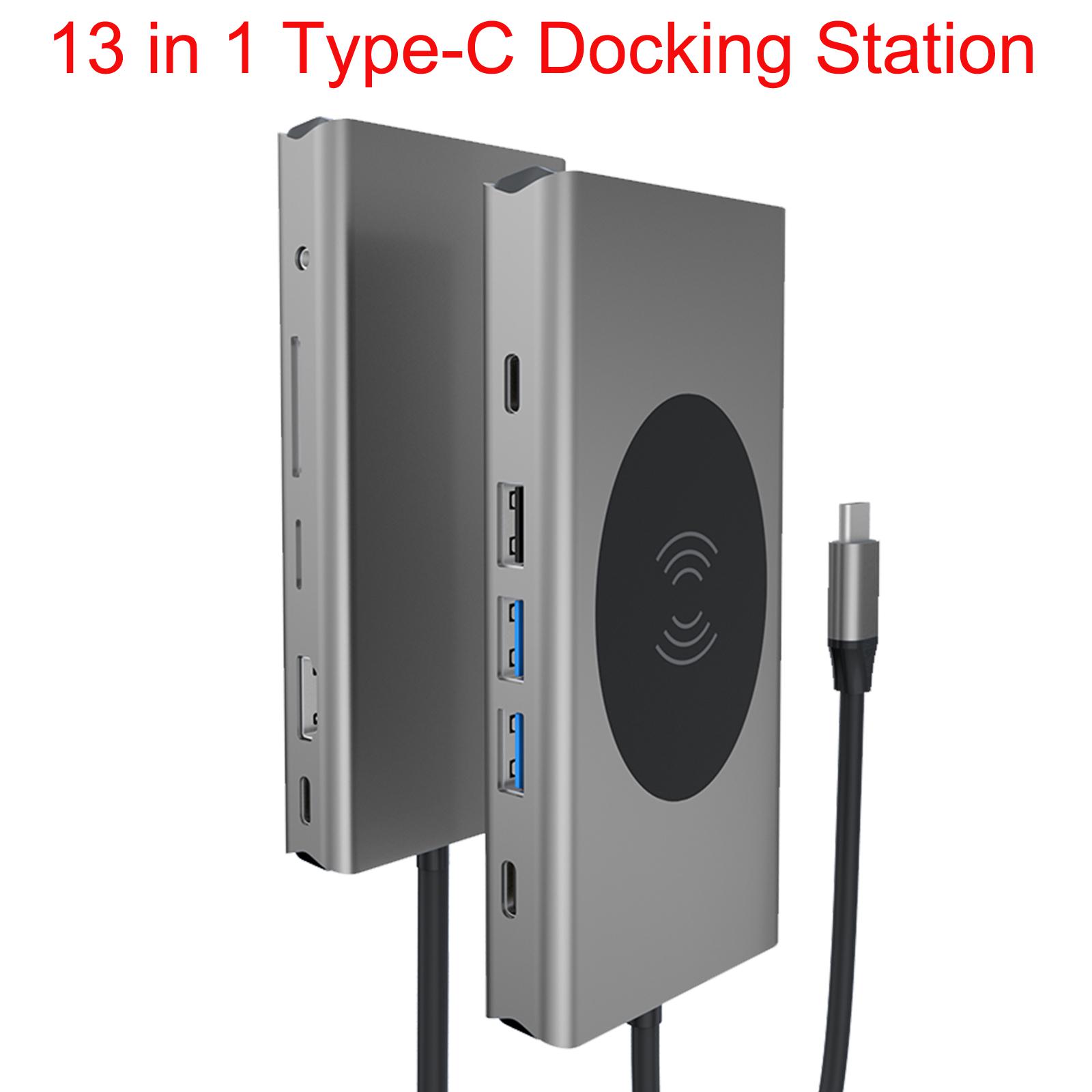 USB-C хаб 13-в-1: Адаптер с HDMI 4K, PD 100W, RJ45, беспроводной зарядкой и USB 3.0