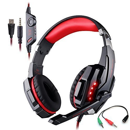 EACH Stereo Gaming Headset with Mic ,3.5mm Stereo Gaming LED Lighting Over-Ear Headphone with Noise Cancelling & Volume Control for PS 4 Tablet PC Mobilephones iPhone 7/7 plus6/6s/6 plus/5s/5c/5