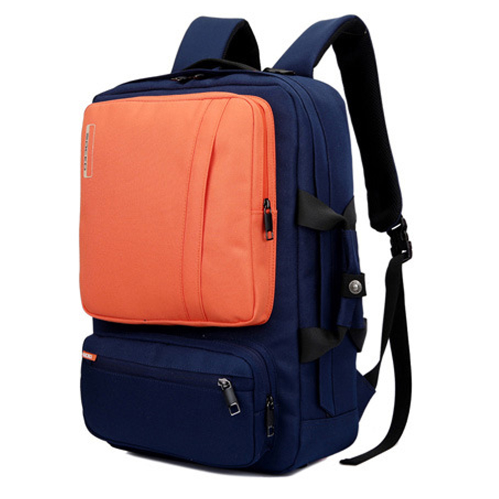 Рюкзак для ноутбука 17.3″ SOCKO с боковой ручкой и плечевым ремнем, сине-оранжевый