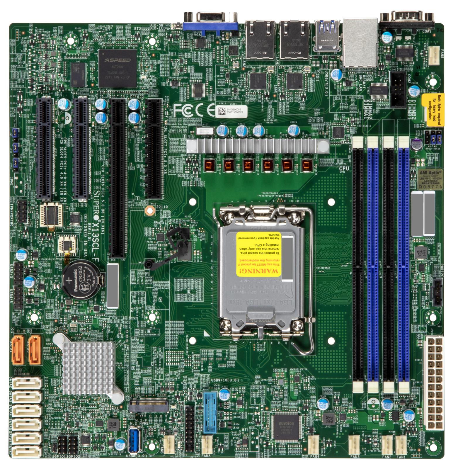 SuperMicro X13SCL-F Motherboard — MicroATX, Catlow, UP, RPL-E Xeon E, LGA1700