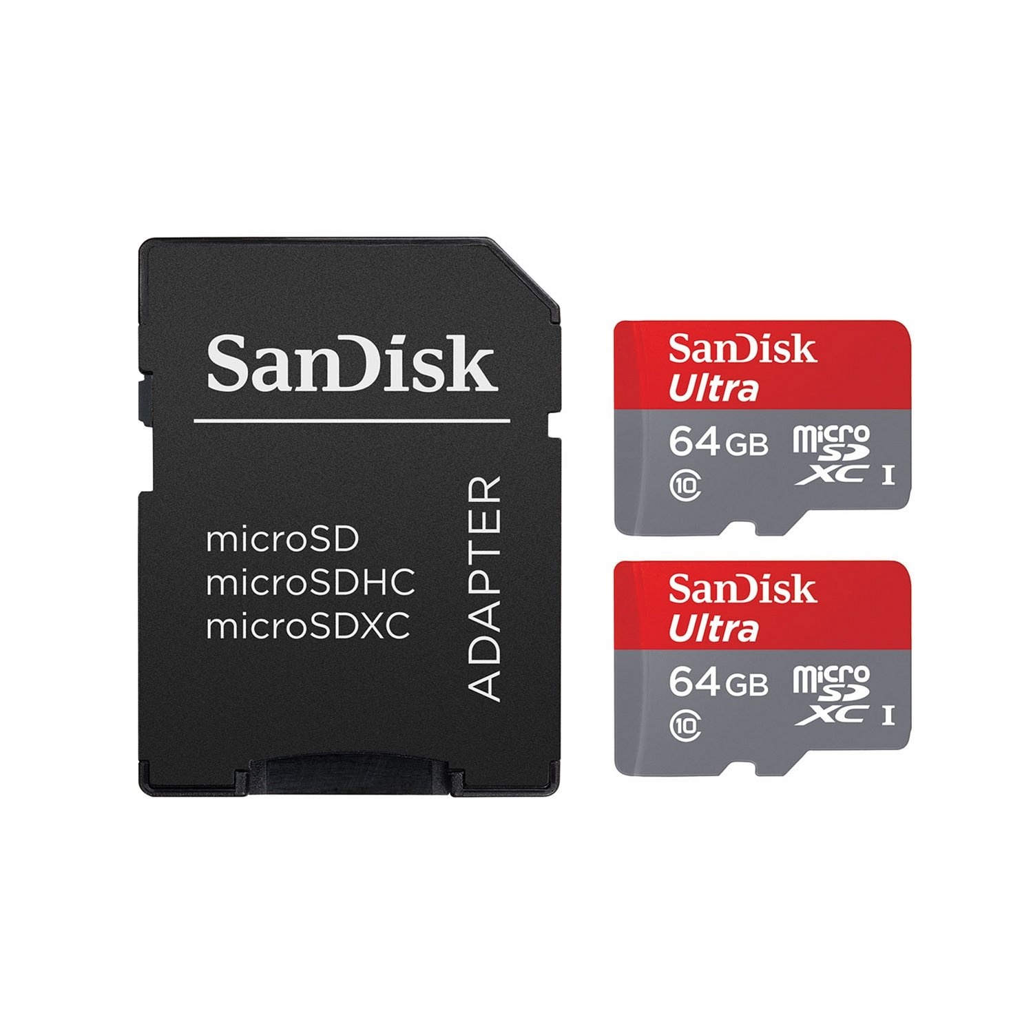 SanDisk Ultra 64GB microSDXC UHS-I Card with Adapter (2 pack)