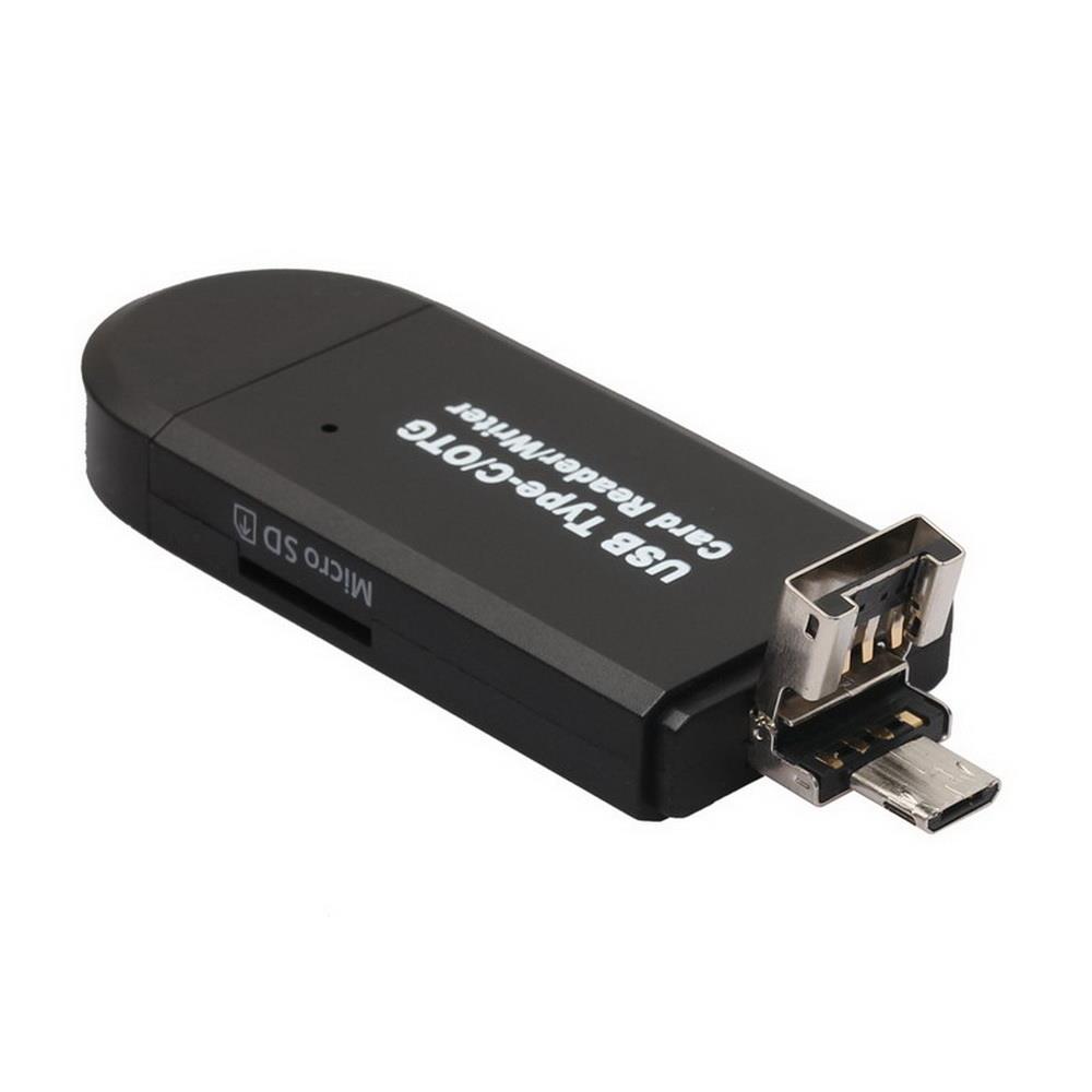 axGear USB-C USB Micro USB Card Reader Type C USB 3.1 Read MicroSD SD for Phone PC Macbook Black