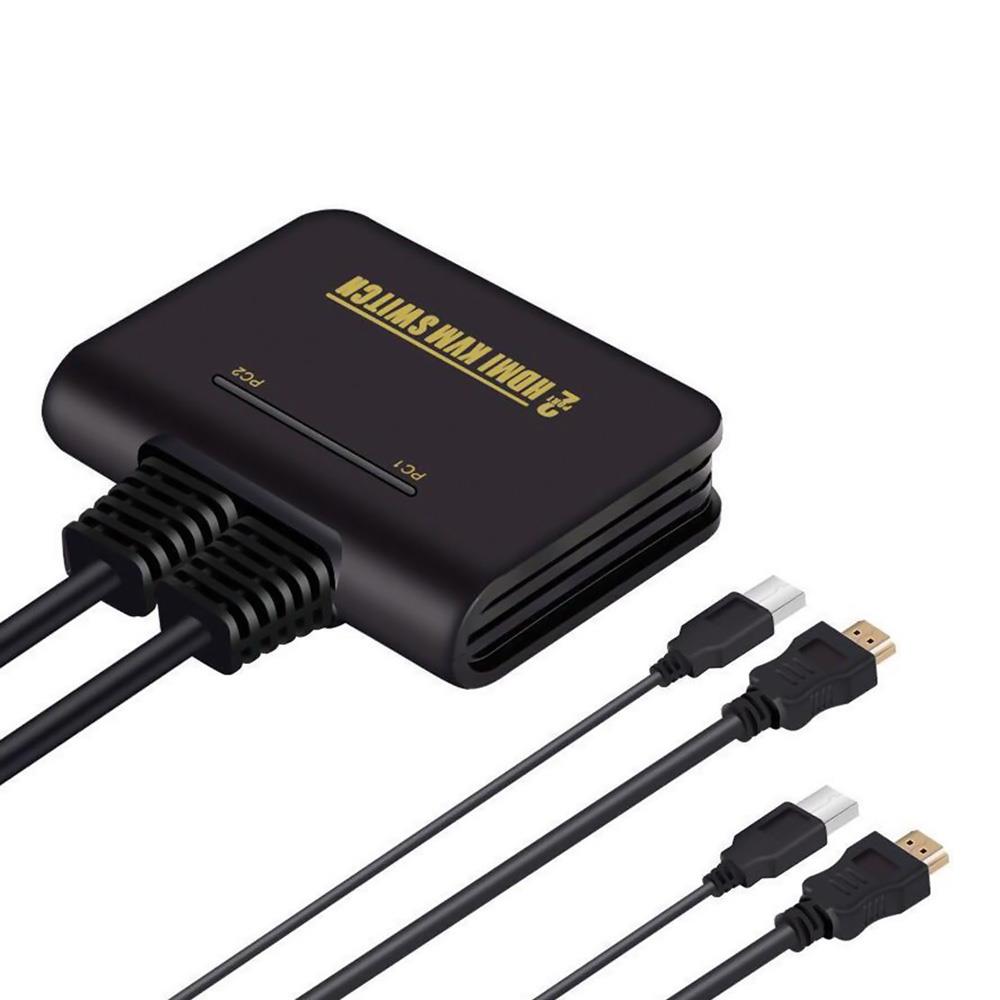 axGear HDMI KVM Switch 2 Port with Cables for Keyboard Mouse Monitor Sharing