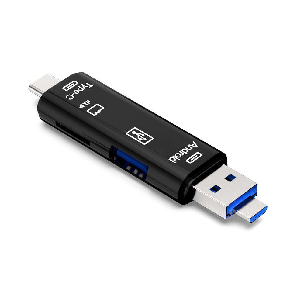 Адаптер USB Type C / MicroUSB / USB с кардридером Micro SD OTG