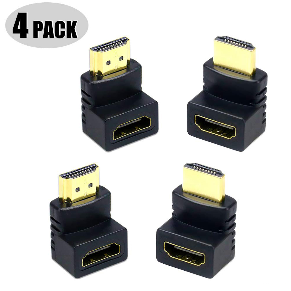 Jansicotek  — [4 Pack] HDMI Male to Female Port Saver 90 Degree And 270 Degree Downward HDMI to HDMI Coupler, HDMI Port Saver (Male to Female), 4K 3D HDMI Adapter for TV, Monitors, Projector, Xbox