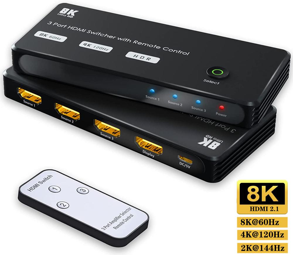 Jansicotek HDMI 2.1 Switcher: 8K, 48Gbps, eARC, для Xbox X/PS5
