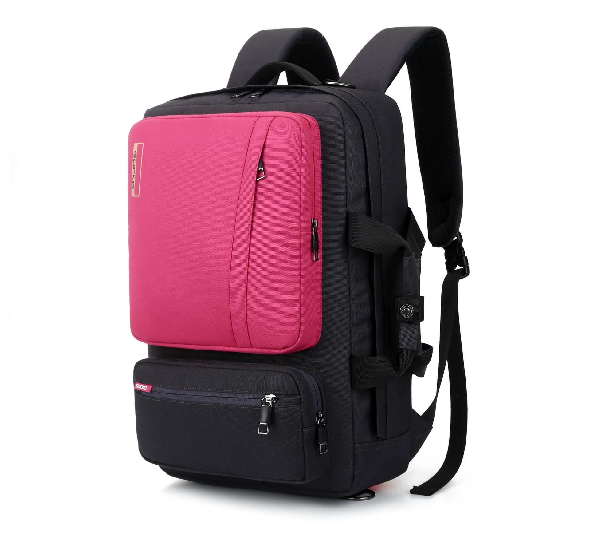 Стильный рюкзак-сумка 3в1 SOCKO для ноутбука 17.3″ — Розовый