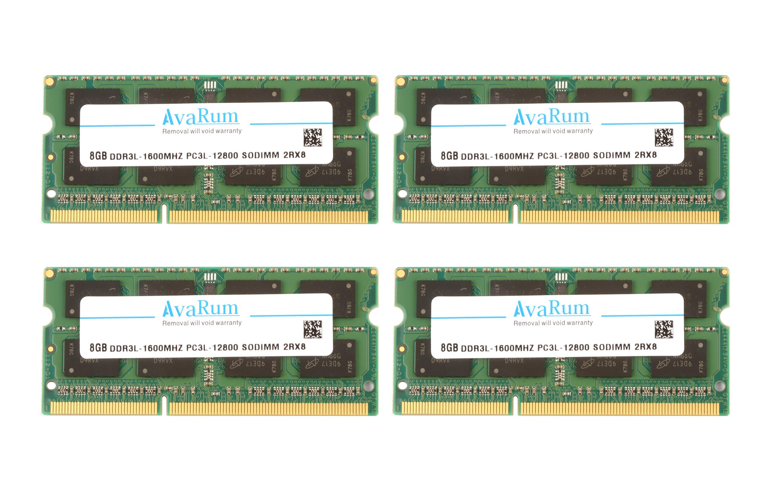 Avarum RAM equal to 32GB (4 x 8GB) 204-Pin DDR3 SO-DIMM DDR3L 1600 (PC3L 12800) Laptop Memory Model CT102464BF160B 32GB (4 x 8GB) 11