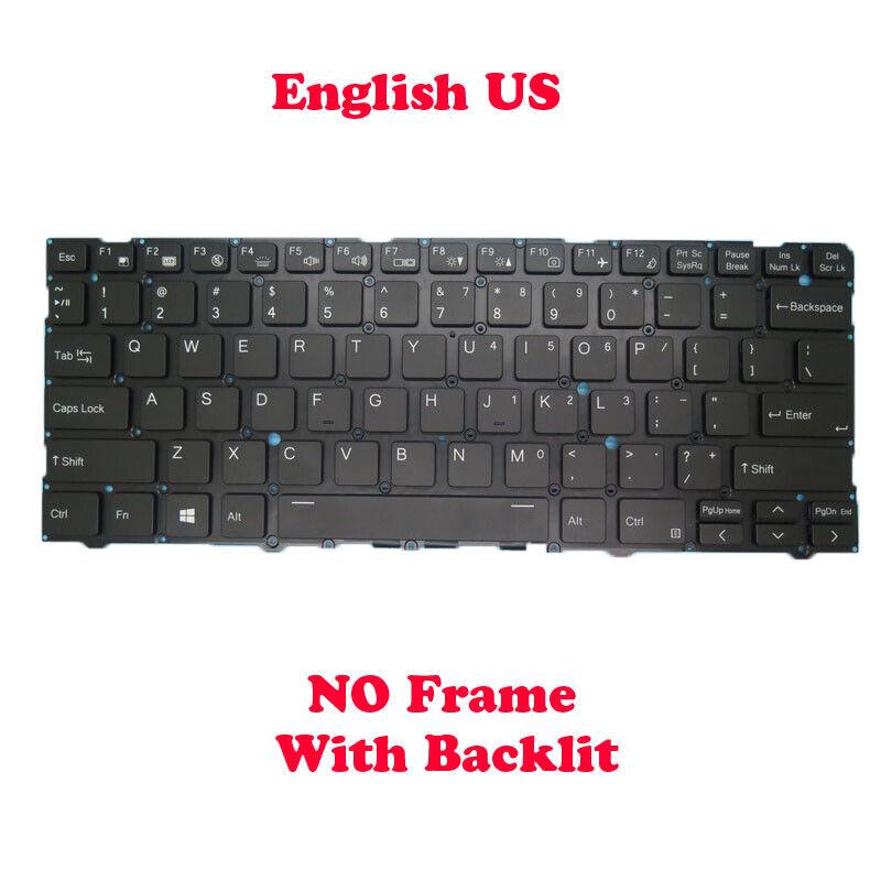 Backlit Keyboard For CLEVO L140CU L141CU L140MU L141MU English US NO Frame