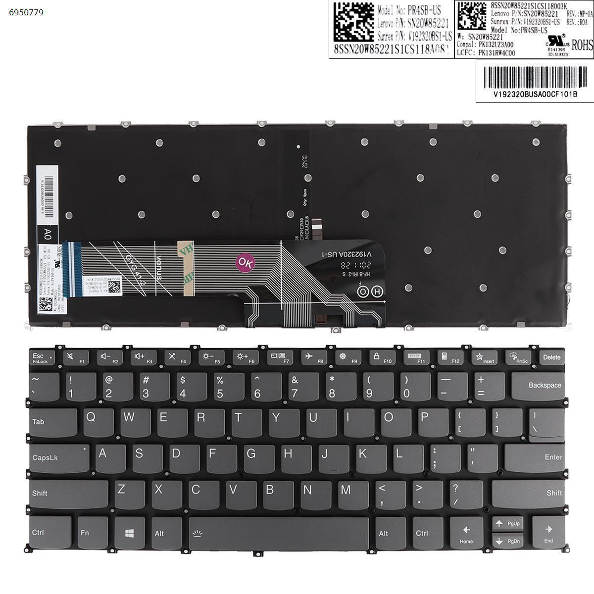 US Keyboard for Lenovo ThinkBook 14S Air 14 2020 Dark Ash  Line folding