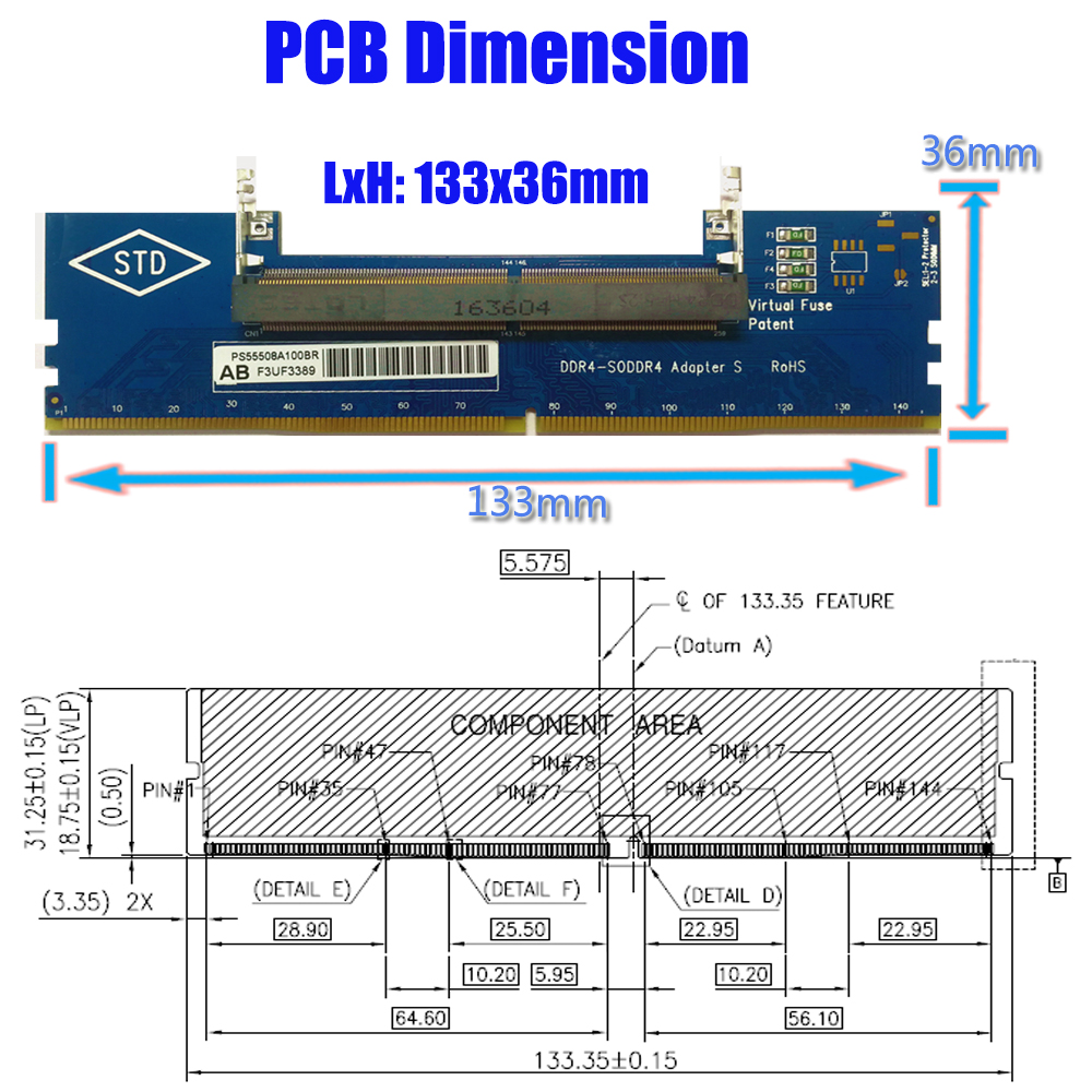 Laptop DDR4 RAM to Desktop Adapter Card, Memory Tester SO DIMM to ddr4 Converter
