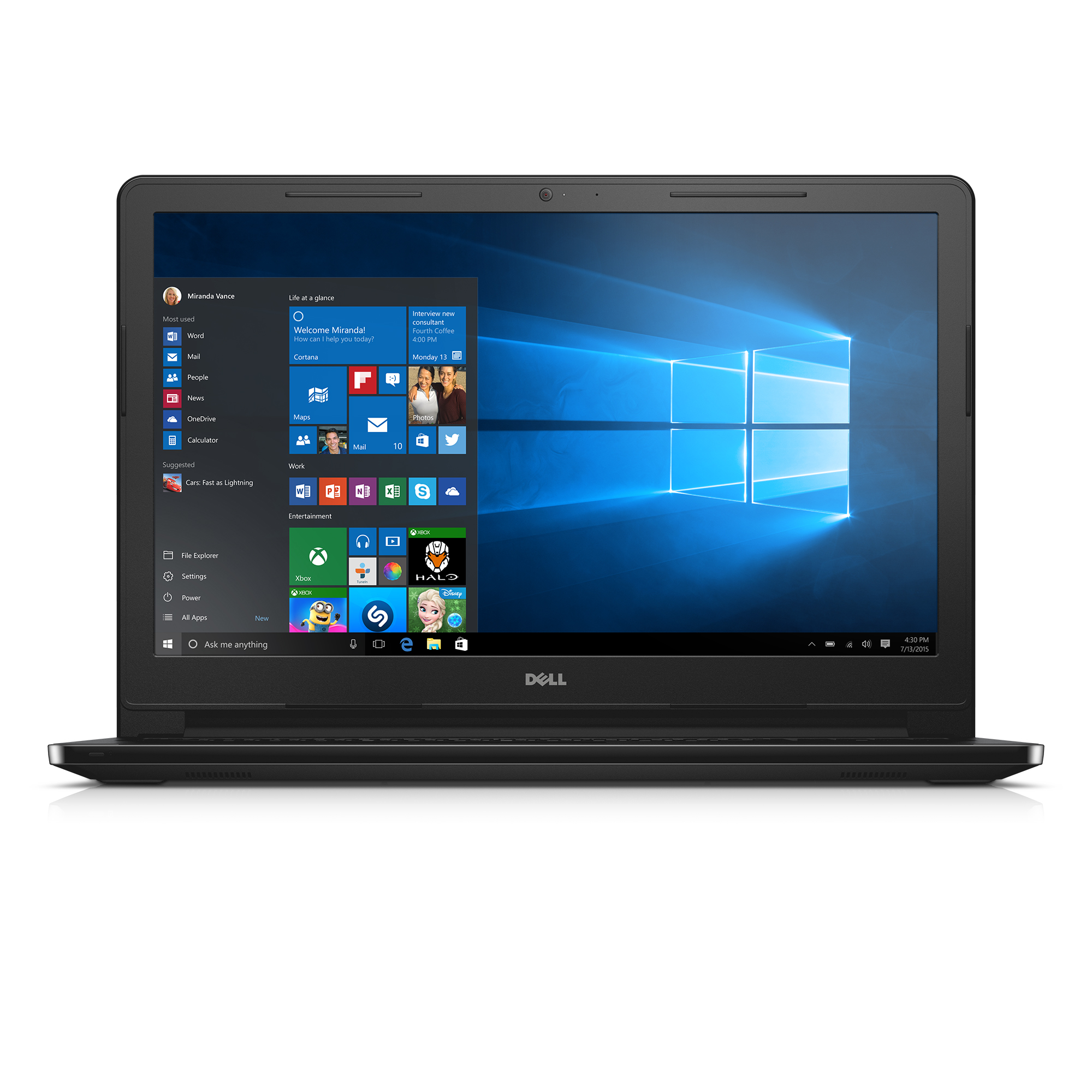 Dell Premium Inspiron 15.6″ HD Laptop, Intel Celeron N3060, 500 GB HDD, 4GB DDR3 RAM, DVD Burner, 802.11ac Wireless, USB 3.0, HDMI, MaxxAudio, Bluetooth 4.0, SD Card Reader, Windows 10