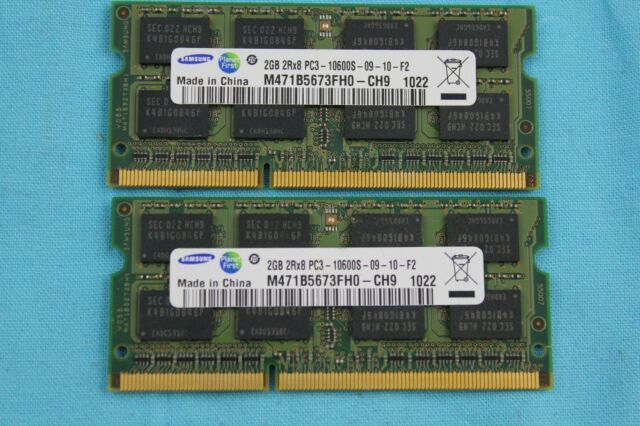 SAMSUNG 4GB KIT 2 X 2GB DDR3-1333MHZ RAM SODIMM NON-ECC LAPTOP MEMORY M471B5673FH0-CH9