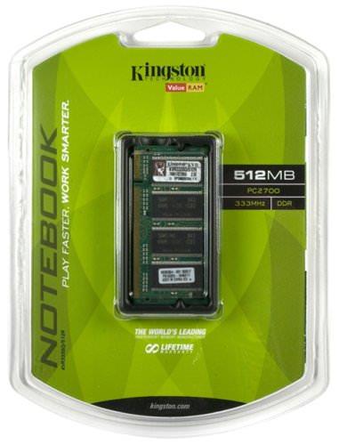 Kingston ValueRAM 512MB 333MHz PC2700 DDR Notebook Memory (KVR333SO/512R)