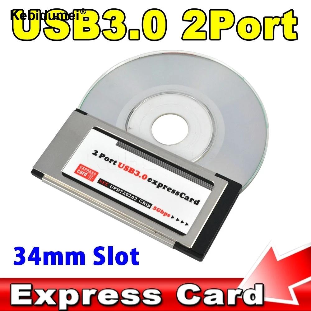 PCI Express Card Expresscard to USB 3.0 2 Port Adapter 34 mm Express Card Converter