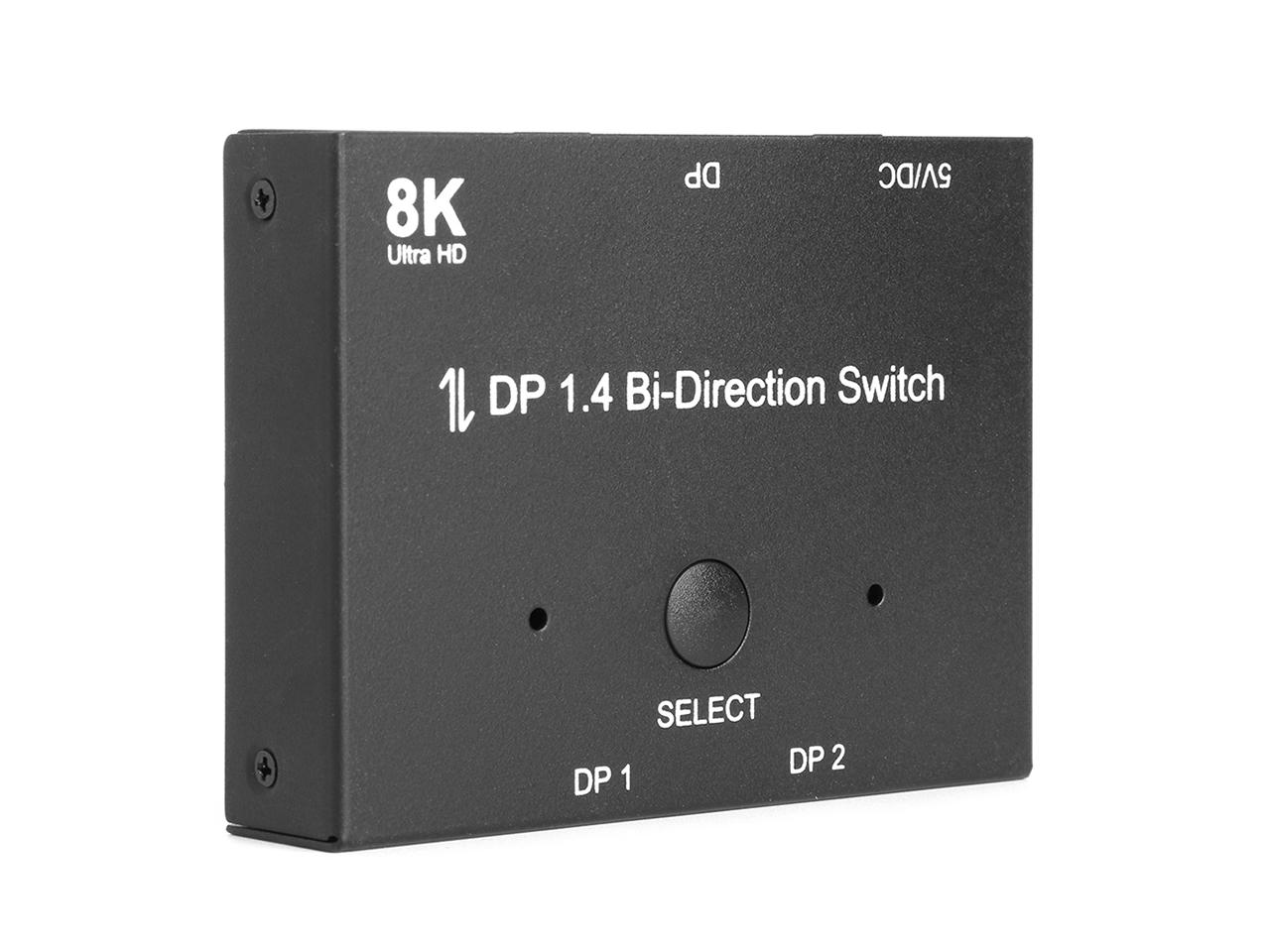 8K DisplayPort 1.4 Switch, iXever DP DisplayPort 1.4 Bi-Direction Switch Splitter 1X2 or 2×1 DP 1.4 KVM 8K@60Hz 4K@120Hz for Multiple Source and displays switcher