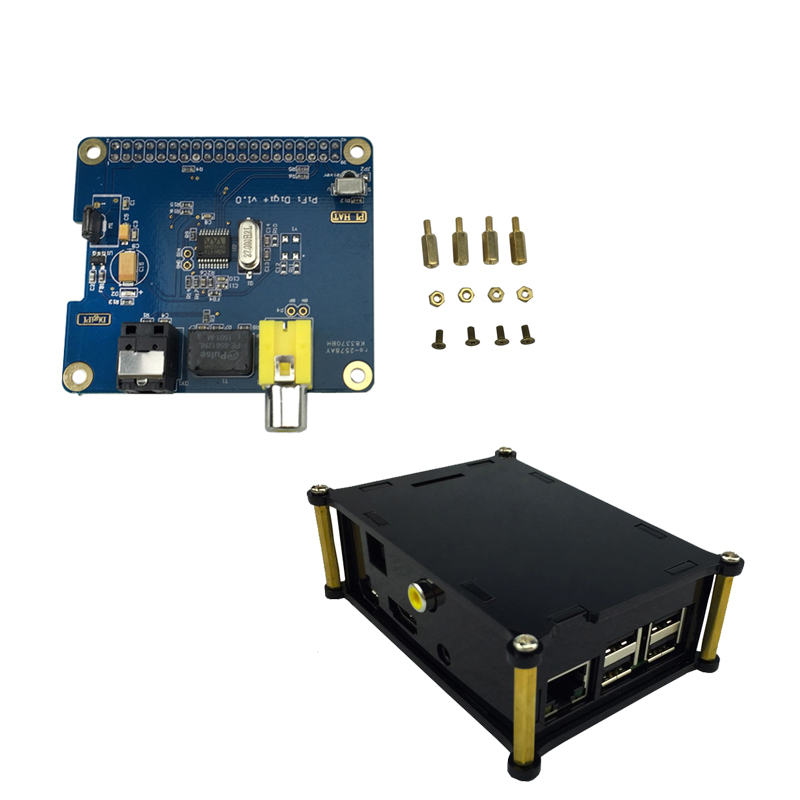 Raspberry Pi 3 Digital Audio Sound Card Expansion Board HIFI DiGi I2S SPDIF + Acrylic Case Box Support Raspberry Pi 3 Model B+