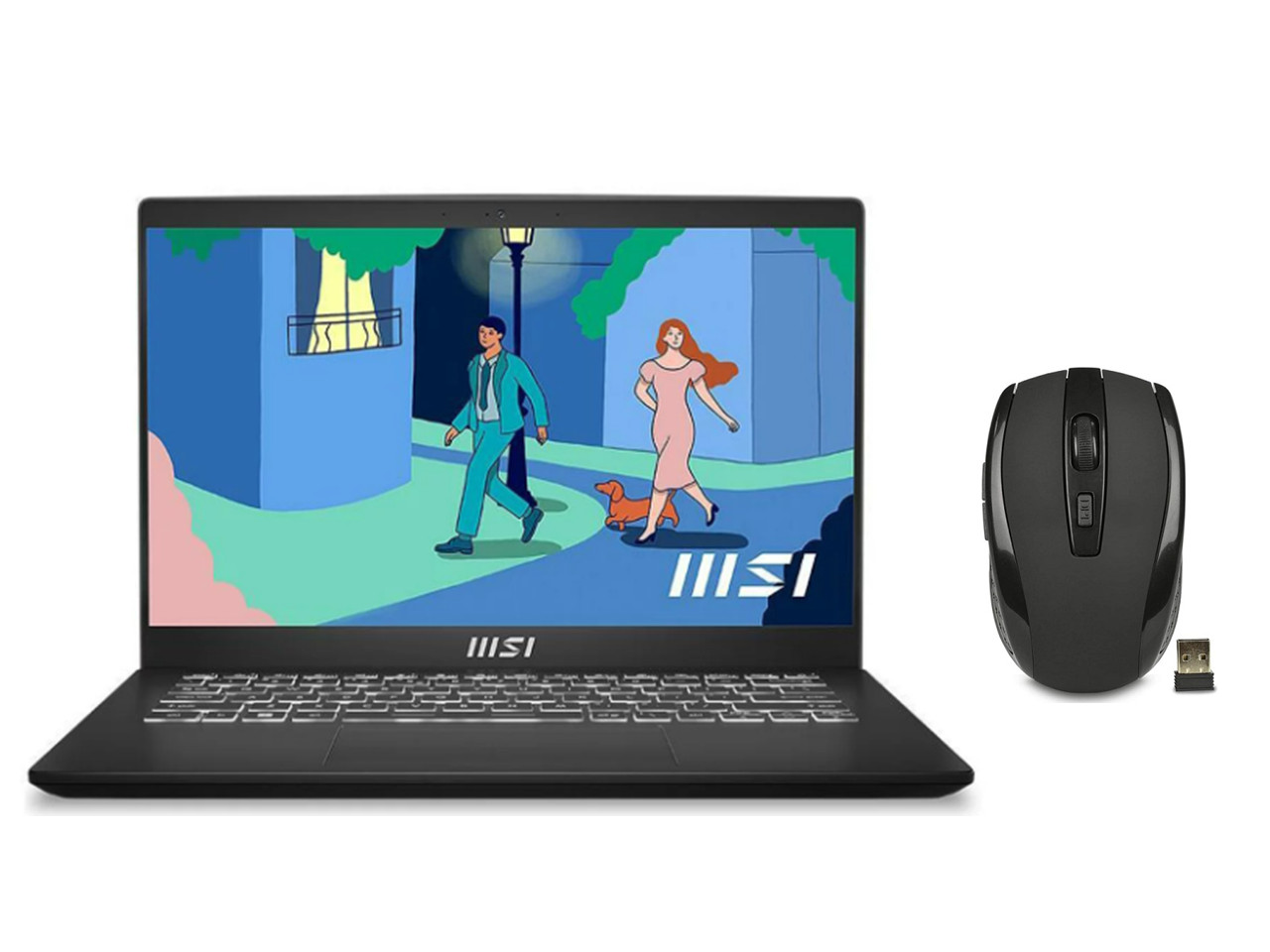 MSI Modern 14″ FHD Laptop | Intel Core i5-1155G7 Processor | 16GB RAM | 1024GB SSD | Intel Iris Xe Graphics | Backlit Keyboard | Windows 11 Home | Black | Bundle with Wireless Mouse