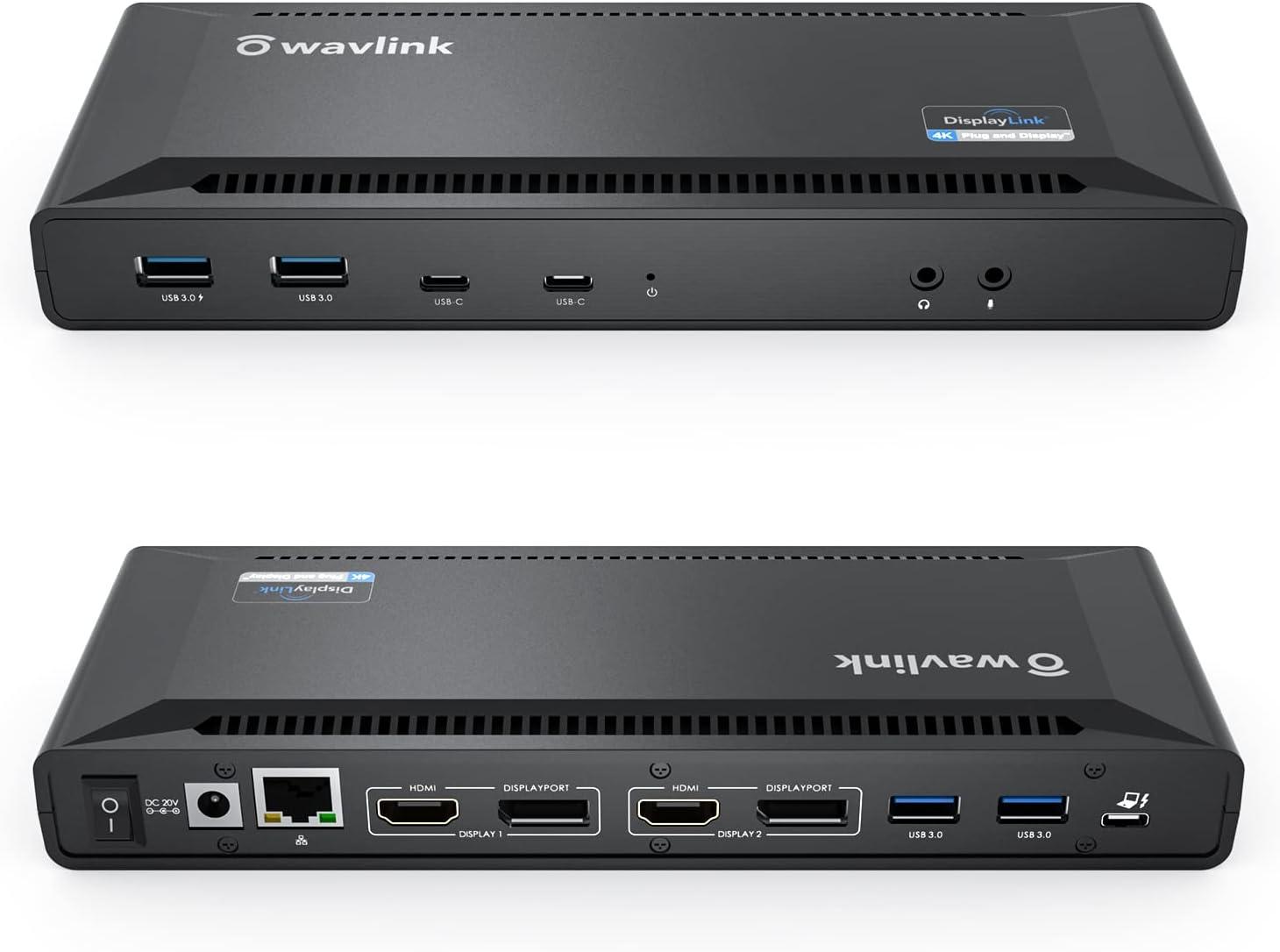 WAVLINK Док-станция USB-C для ноутбука с поддержкой Dual 4K и 5K мониторов