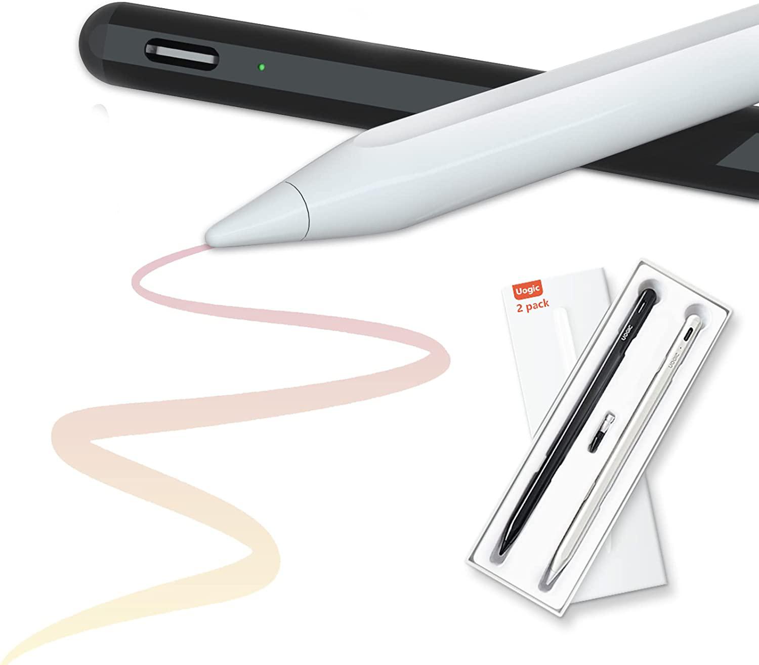 Uogic 2 Pack iPad Pen Stylus Apple Pen with Palm Rejection, Tilt, Magnetic, iPad Pencil Compatible with (2018-2022) Apple iPad Pro 11/12.9″, iPad 6/7/8/9/10, iPad Mini 5/6, iPad Air 3/4/5