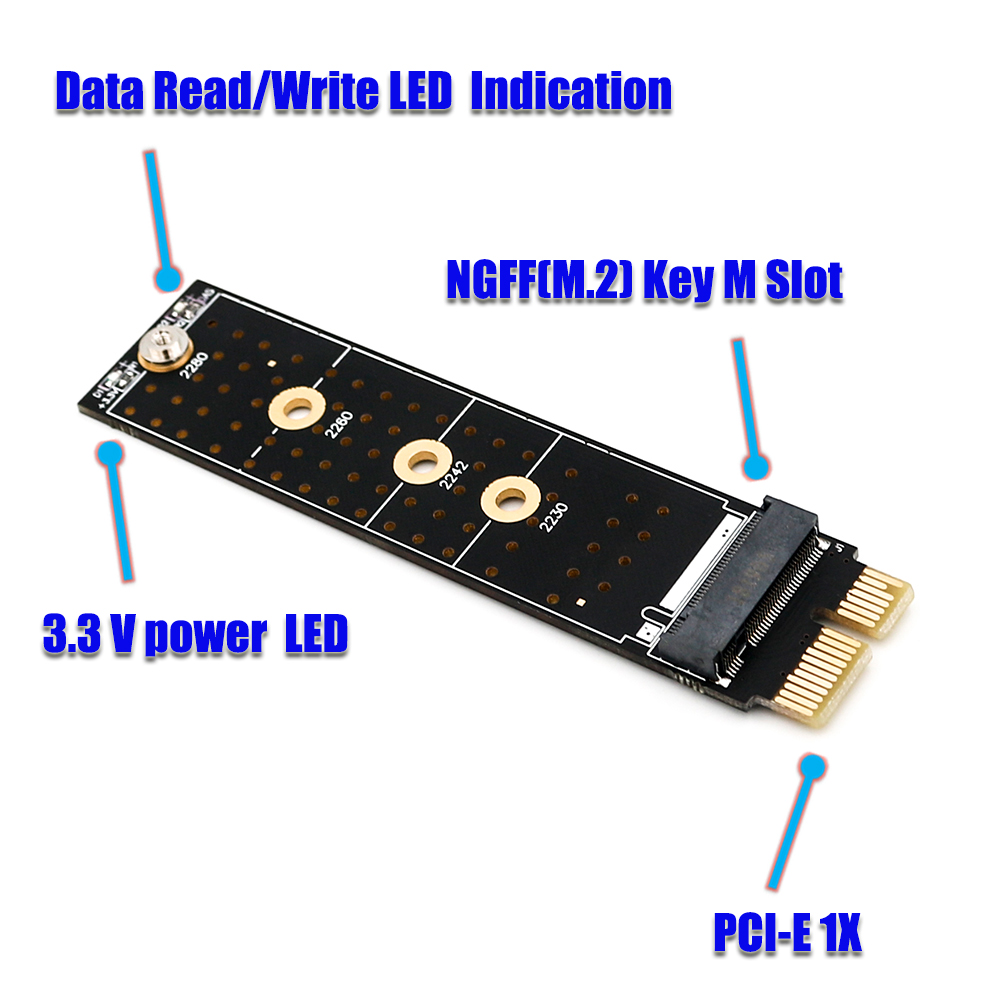 NGFF(M.2)  nvme M key SSD to PCI- E 1X Adapter(vertical installation)