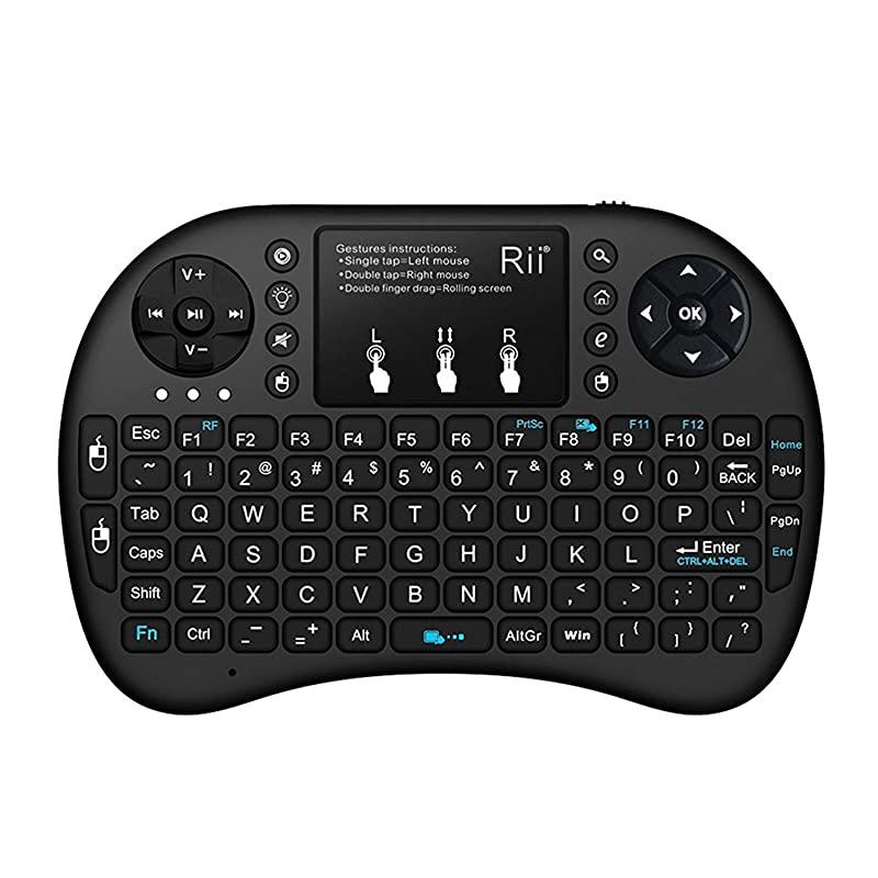 i8 24G Mini Wireless Keyboard with TouchpadQWERTY Keyboard Portable Wireless Keyboard with USB Receiver Remote Control for laptopPCTablets WindowsMacTVXboxPS3Raspberry Pi Black