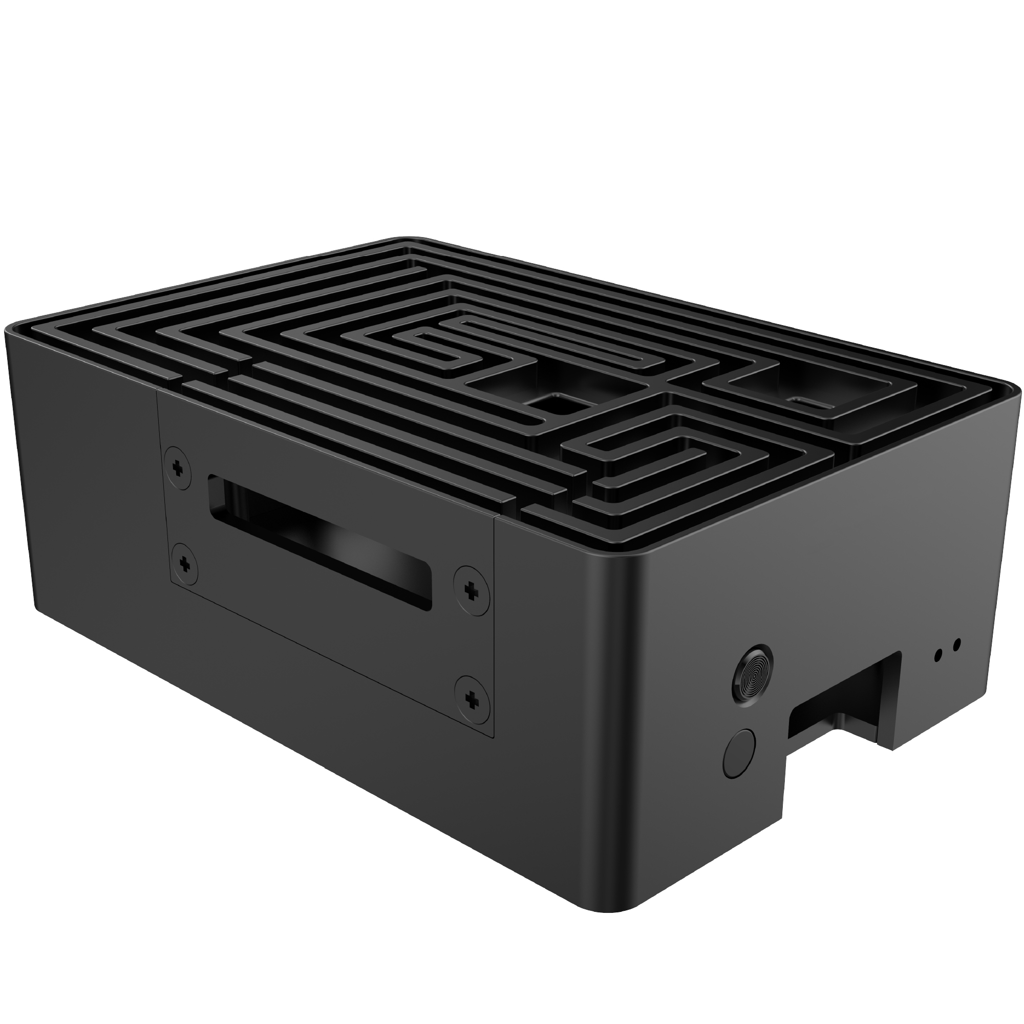 Akasa Maze Pro, Ultra Quiet Raspberry Pi 4 Armor Case with Power Button, Pure Aluminum Pi 4 Heatsink, Removable Top Cover for GPIO Access, Supports Raspberry Pi 4 Model B, Black, A-RA10-M2B