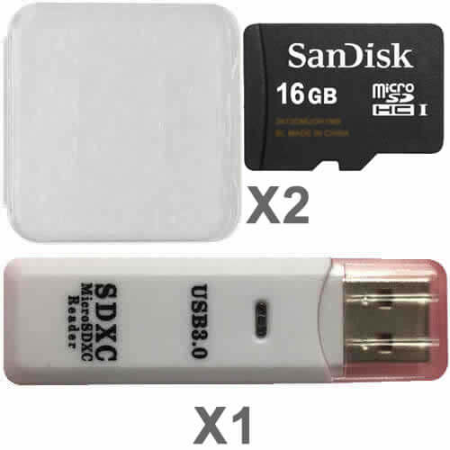 Набор карт памяти SanDisk 16GB (2 шт) с чехлами и USB-ридером