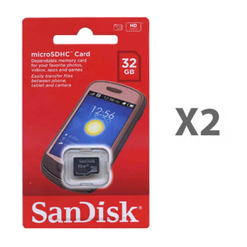 SanDisk 32GB microSDHC карта памяти (2 шт.) без адаптера