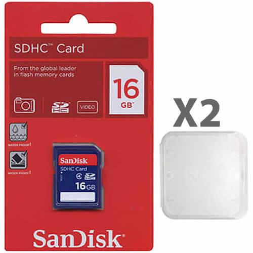 SanDisk 16GB SDHC Class 4 карта памяти (2 шт.) в пластиковом кейсе