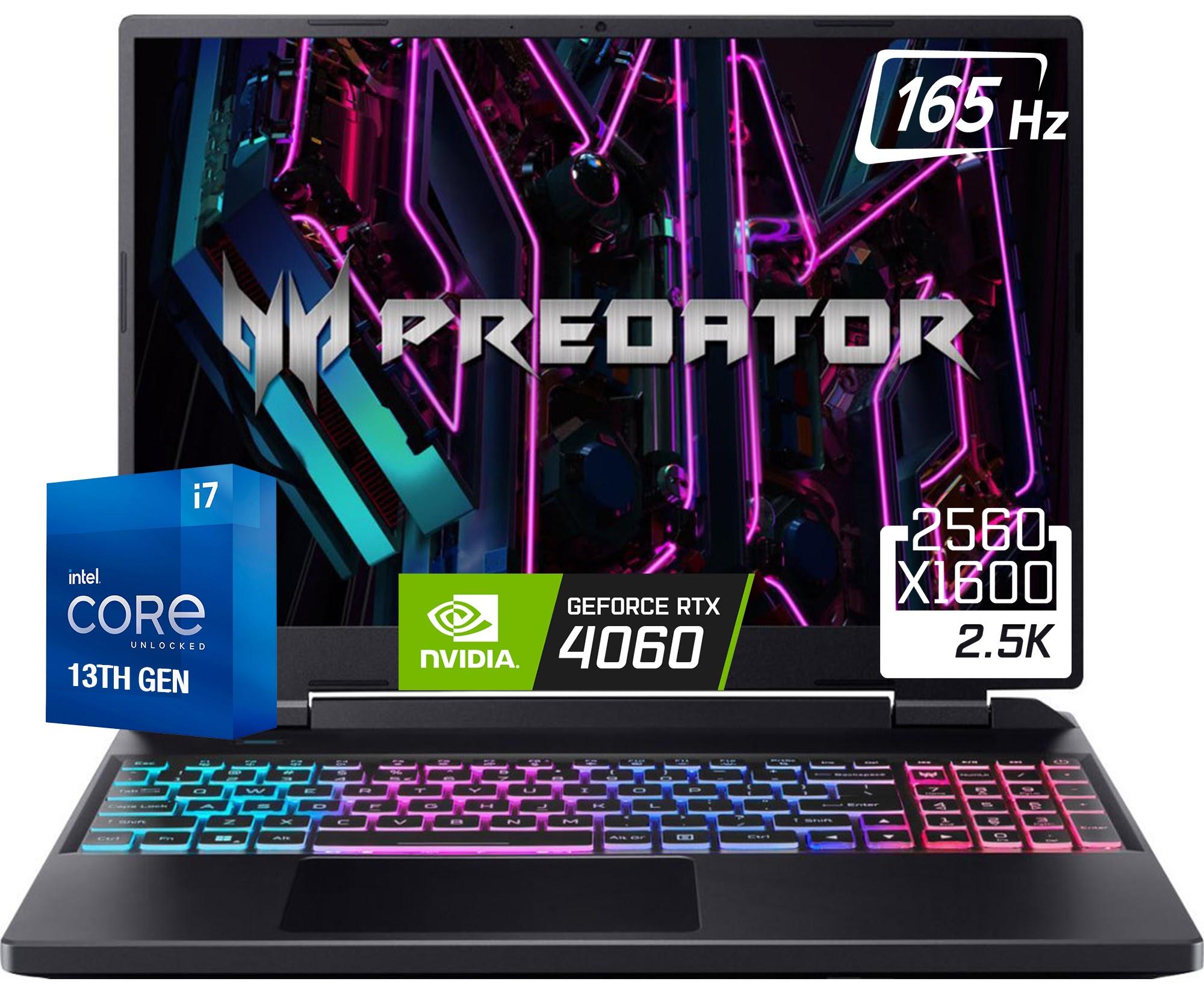 Acer Predator Helios Neo 16 Gaming Laptop, 16″ 165Hz 2.5K 2560×1600 Display, 16-Core i7-13700H (Up to 5.0GHz), 32GB DDR5 RAM 1TB SSD, GeForce RTX 4060, RGB Backlit Keyboard, Thunderbolt 4