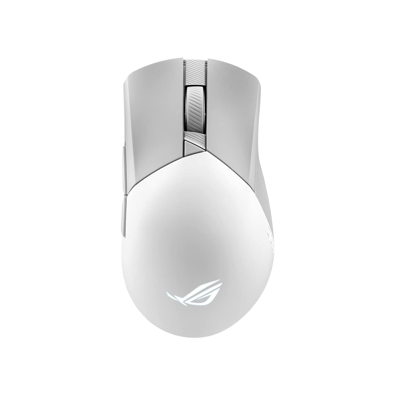 ASUS ROG Gladius III Wireless AimPoint Gaming Mouse, Connectivity (2.4GHz RF, Bluetooth, Wired), 36000 DPI Sensor, 6 programmable Buttons, ROG SpeedNova, Replaceable switches, Paracord Cable, White