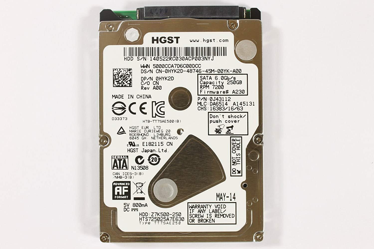HGST Travelstar Z7K500 HTS725025A7E630 250 GB 2.5″ Internal Hard Drive, SATA III — 7200 rpm — 32 MB