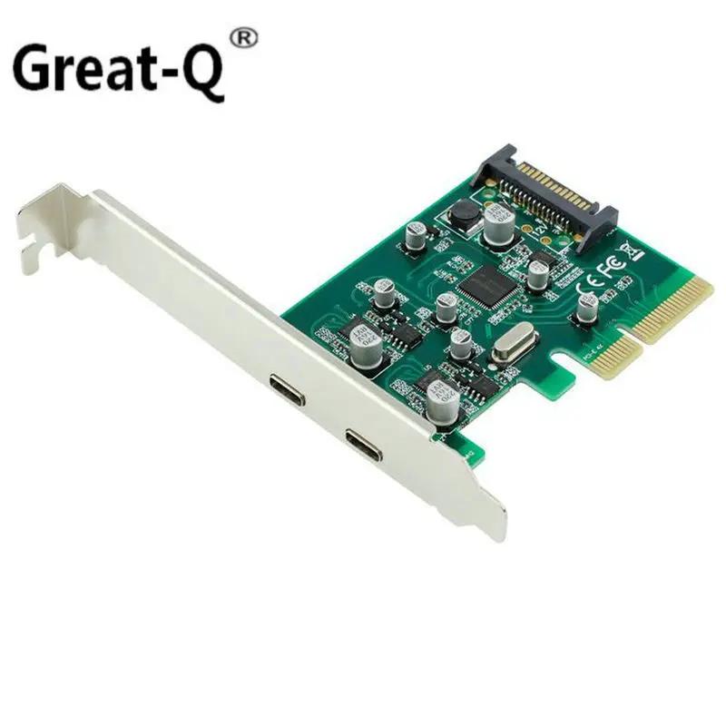 dual USB-C USB 3.1 Type-C PCI express Card pcie pci-e 4x to Type C adapter SuperSpeed 10Gbps Riser card adaptator