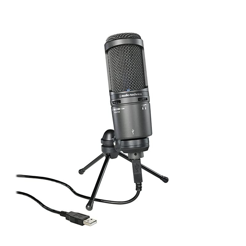AT2020USB+ Cardioid Condenser USB Microphone Black With BuiltIn Headphone Jack Volume Control