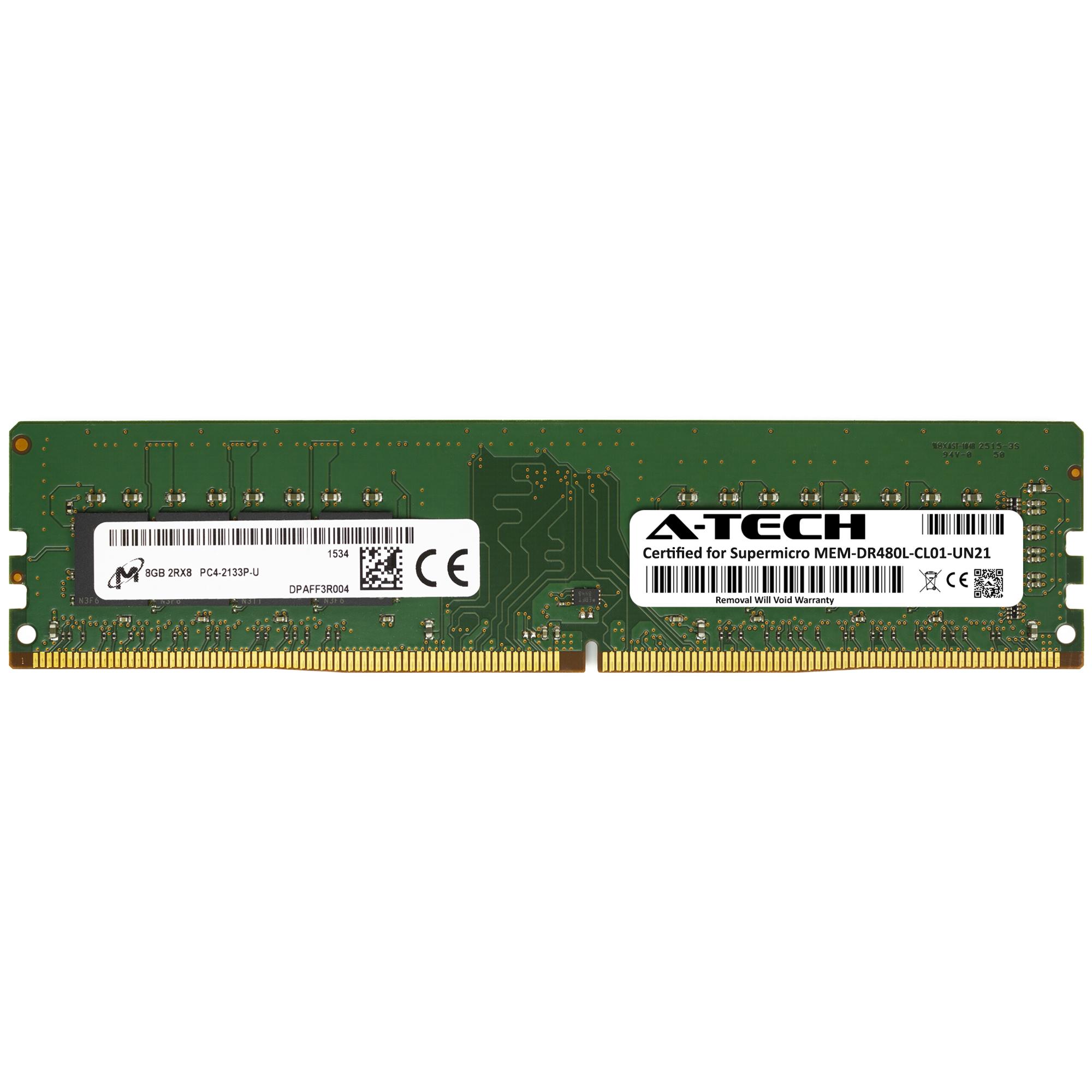 Supermicro Certified MEM-DR480L-CL01-UN21 | Micron 8GB PC4-17000 DDR4 2133MHz 2Rx8 Non-ECC DIMM 288-Pin Desktop Memory RAM