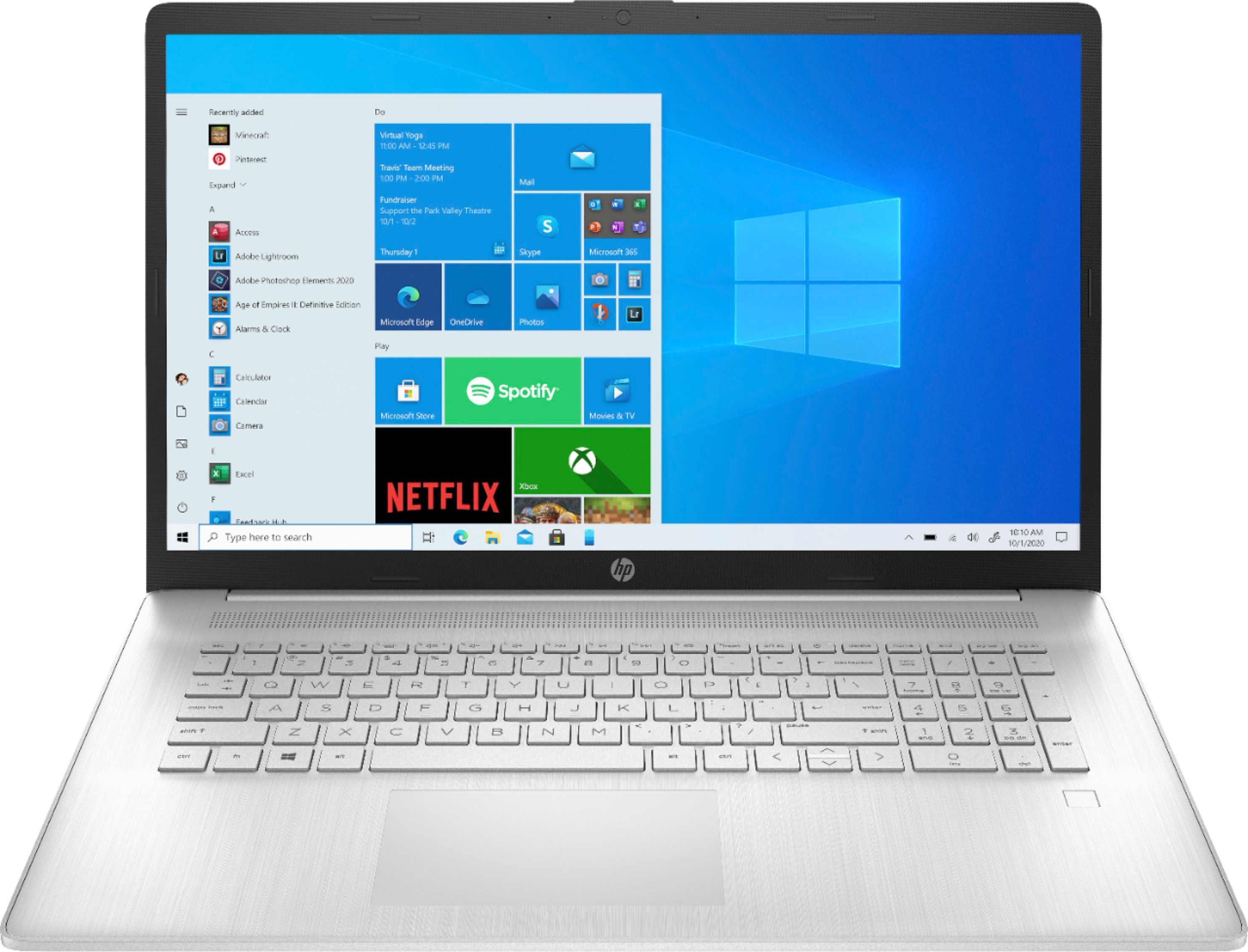 HP 17 Laptop Computer 17.3″ Diagonal FHD IPS anti-glare Display AMD Hexa-Core Ryzen 5500U 8GB DDR4 512GB SSD AMD Radeon graphics Fingerprint USB-C WIFI 5 Bluetooth HD Webcam Windows 10 S Silver