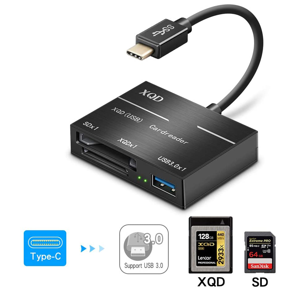 XQD/SD Card Reader Type C, Opluz Dual Slot USB 3.0 Flash Memory Card Reader with High Speed up to 5Gbp/s for SD(HC/XC), Sony G Series, Lexar USB Mark Card, Compatible with Windows/Mac OS System