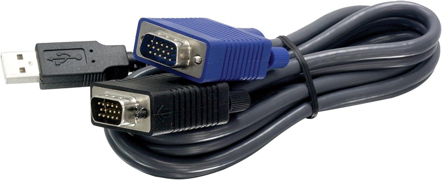 TRENDnet 2-in-1 USB VGA KVM Cable, 1.83m (6 Feet), VGA-SVGA HDB 15-Pin Male to Male, USB 1.1 Type A, Connect Computers with VGA and USB Ports, USB Keyboard-Mouse Cable & Monitor Cable, Black, TK-CU06