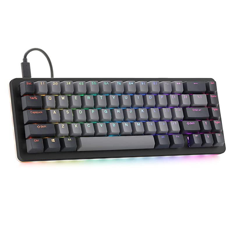 ALT Mechanical Keyboard 65 67 Key Gaming Keyboard HotSwap Switches Programmable Macros RGB LED Backlighting USBC Doubleshot PBT Aluminum Frame Cherry MX Brown Black