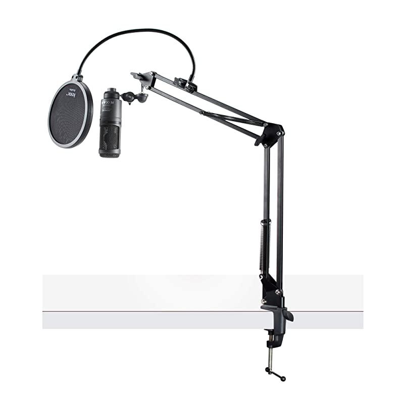 AT2020USB+ Cardioid Condenser USB Microphone with Boom Arm Stand and Pop Filter Bundle 3 Items