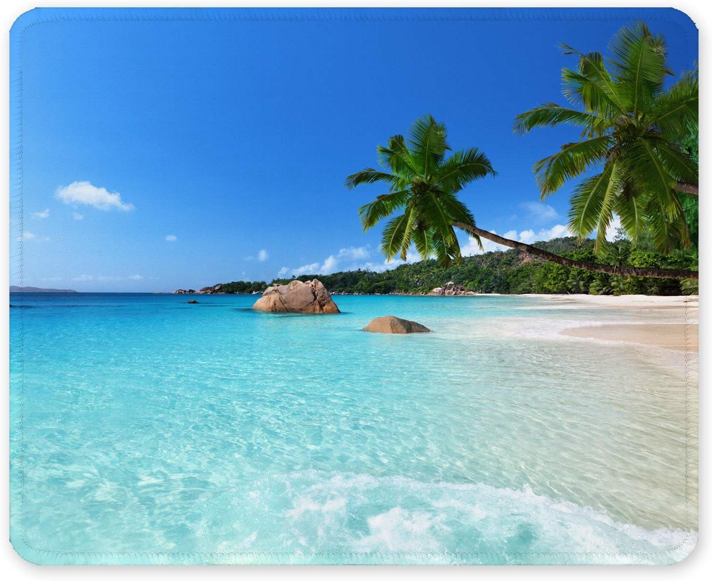 Коврик для мыши «Пляж с кокосовыми пальмами» — Антискользящий, с прошитыми краями