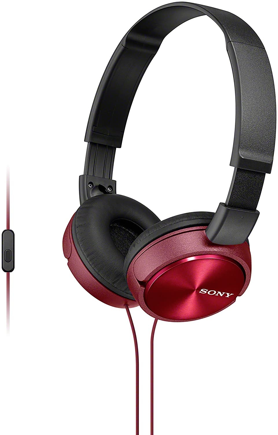 Sony Foldable Headphones with Smartphone Mic and Control — Metallic Red
